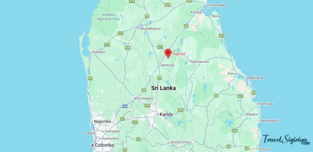 Map showing Sigiriya location in Sri Lanka Cultural Triangle
