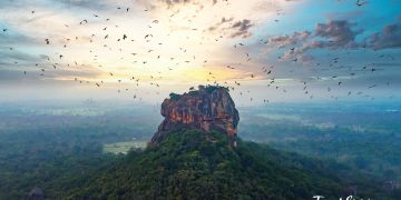 Sunrise at Sigiriya Rock during the dry season in Sri Lanka