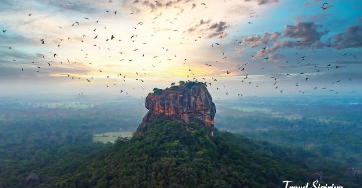 Sunrise at Sigiriya Rock during the dry season in Sri Lanka