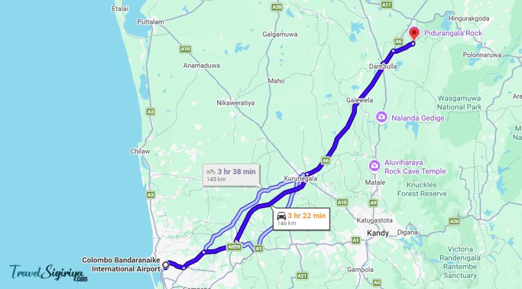 colombo to sigiriya srilanka